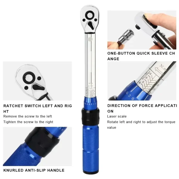 15 pcs High Precision Pre-set Torque Wrench 1/4 Bicycle Handle Adjustable Mini Socket Wrench Small Flywheel For Bike Repair - Image 5