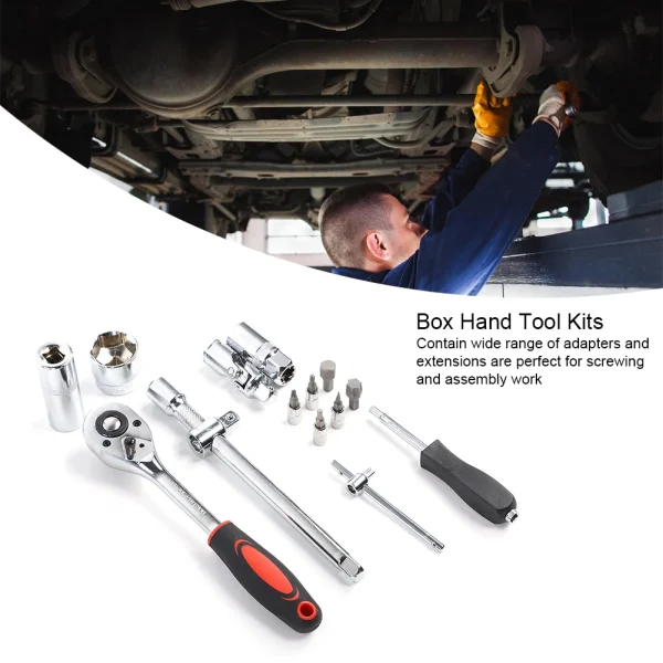 108Pcs Ratchet Wrench Set 1/4in 1/2in CR40 Steel Socket Set Tool Case Box Hex Extension Socket Hand Tool Kits Car Repair Tool - Image 4