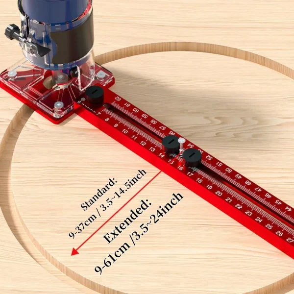 Extended 3 in 1 Router Milling Groove Bracket,9-61cm Radius Router Circle Cutting Jig,Aluminum Cabinet Hardware Jig for Woodwork - Image 3