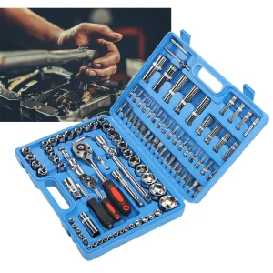 108Pcs Ratchet Wrench Set 1/4in 1/2in CR40 Steel Socket Set Tool Case Box Hex Extension Socket Hand Tool Kits Car Repair Tool