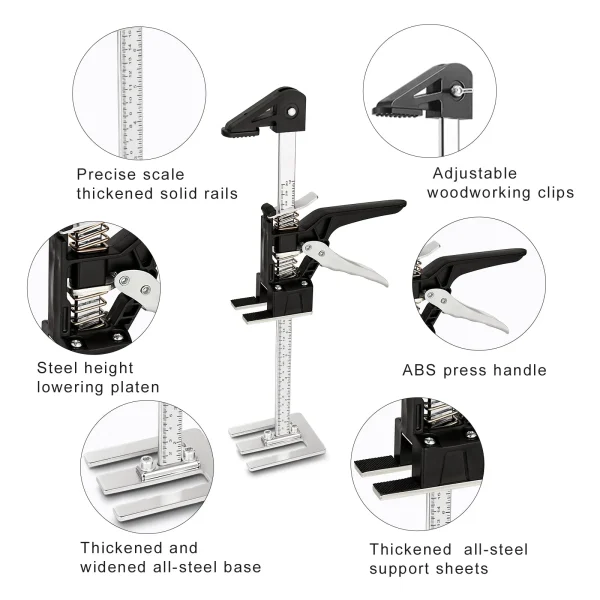 15 In Labor Saving Arm Hand Lifting Jack Tool Door Panel Drywall Lifting Cabinet Board Lifter Tile Height Adjuster Elevator Tool - Image 4