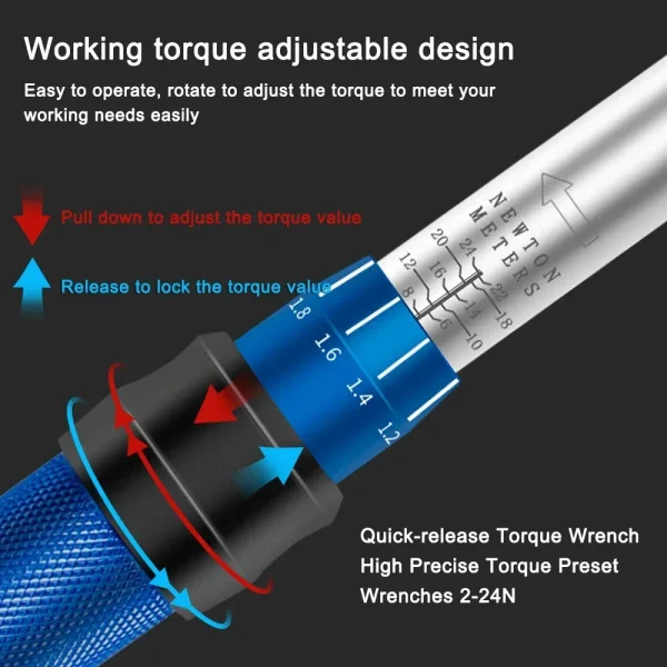 15 pcs High Precision Pre-set Torque Wrench 1/4 Bicycle Handle Adjustable Mini Socket Wrench Small Flywheel For Bike Repair - Image 4